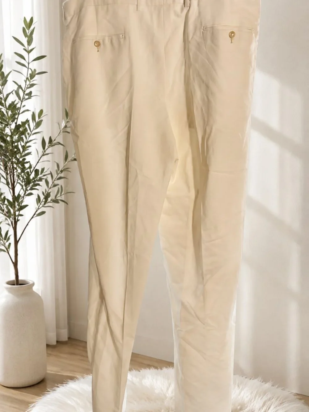Title: COOFANDY Men’s Cream Dress Pants 42W x 34L – Tailored Trousers